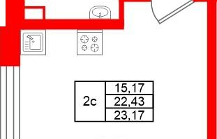 Студия, 22&nbsp;м²