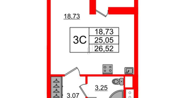 Студия, 25 м²