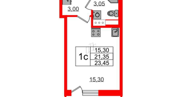Студия, 21 м²