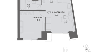 1-к. квартира, 41&nbsp;м²