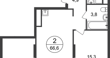 2-к. квартира, 66&nbsp;м²