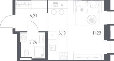 Студия, 25&nbsp;м²