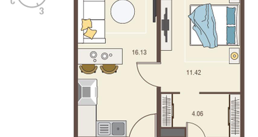1-к. квартира, 44&nbsp;м²