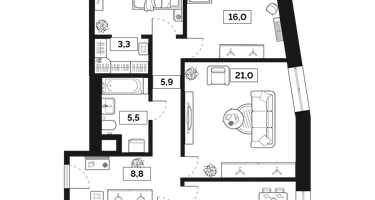 3-к. квартира, 90&nbsp;м²