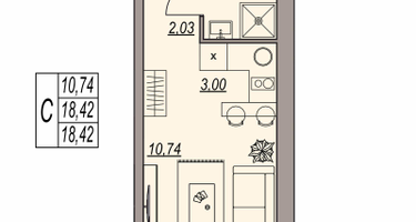 Студия, 18 м²