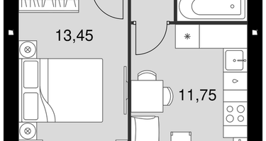 1-к. квартира, 35 м²