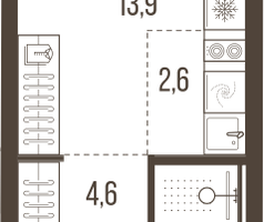 1-к. квартира, 23&nbsp;м²
