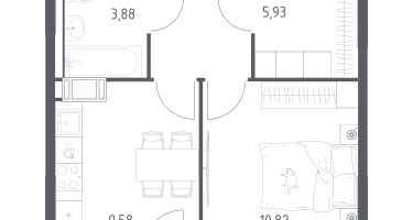 1-к. квартира, 36&nbsp;м²