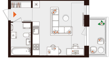 1-к. квартира, 30&nbsp;м²