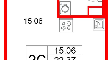 Студия, 22&nbsp;м²