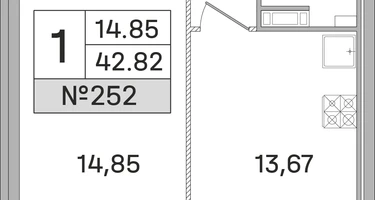 1-к. квартира, 42&nbsp;м²