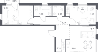 Студия, 61&nbsp;м²