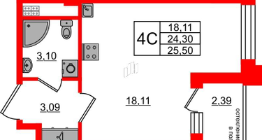 Студия, 24 м²