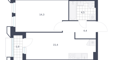 1-к. квартира, 39 м²