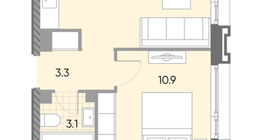 1-к. квартира, 36 м²