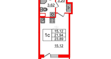 Студия, 21&nbsp;м²