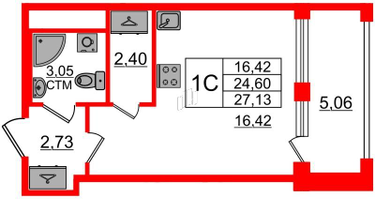 Студия, 24&nbsp;м²