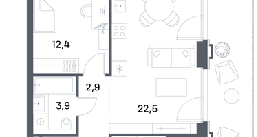 2-к. квартира, 75 м²