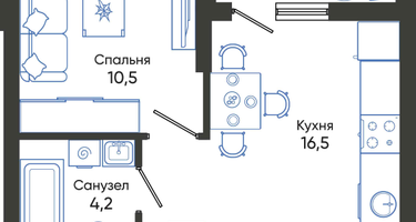 1-к. квартира, 33&nbsp;м²