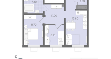 2-к. квартира, 57 м²