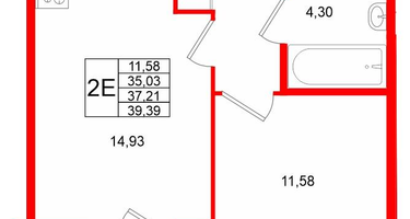 1-к. квартира, 37&nbsp;м²