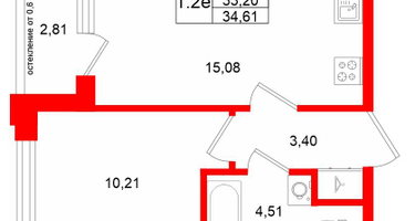 1-к. квартира, 33&nbsp;м²