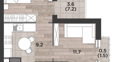 2-к. квартира, 45 м²