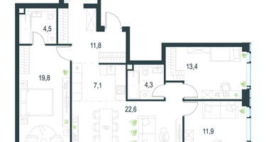 4-к. квартира, 96&nbsp;м²