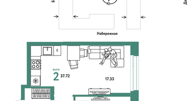 2-к. квартира, 37 м²