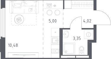 Студия, 22&nbsp;м²
