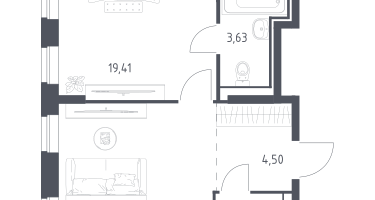 Студия, 53&nbsp;м²