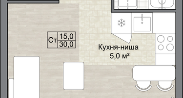 Студия, 30 м²