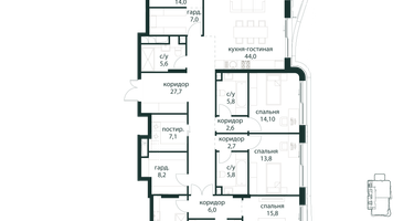 4-к. квартира, 201&nbsp;м²