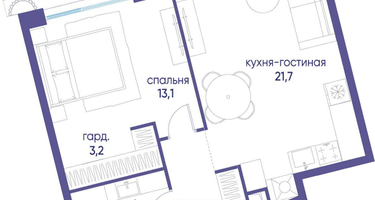 1-к. квартира, 47&nbsp;м²