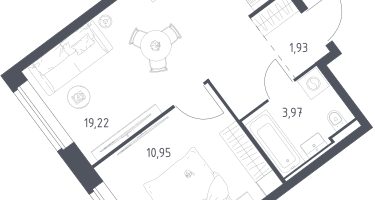 1-к. квартира, 36&nbsp;м²