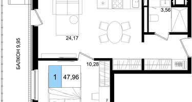 2-к. квартира, 47&nbsp;м²