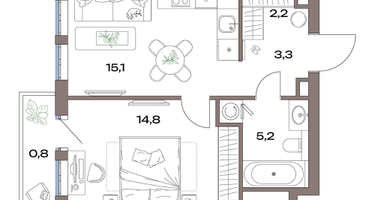 2-к. квартира, 41&nbsp;м²