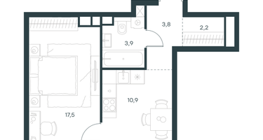 1-к. квартира, 38&nbsp;м²