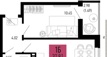 1-к. квартира, 32&nbsp;м²