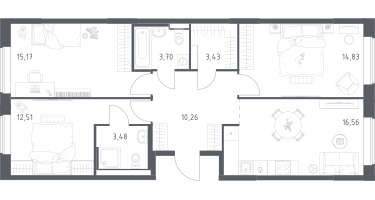 3-к. квартира, 79&nbsp;м²