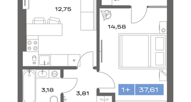 1-к. квартира, 37 м²