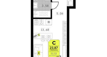 Студия, 23 м²