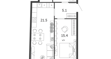 1-к. квартира, 47 м²