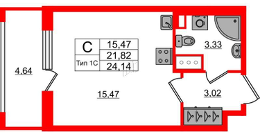 Студия, 21&nbsp;м²