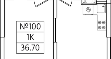1-к. квартира, 36&nbsp;м²