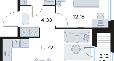 1-к. квартира, 42 м²