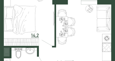 1-к. квартира, 40 м²
