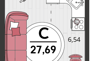 1-к. квартира, 27&nbsp;м²