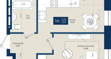 1-к. квартира, 35&nbsp;м²