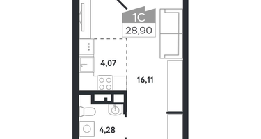 Студия, 28&nbsp;м²